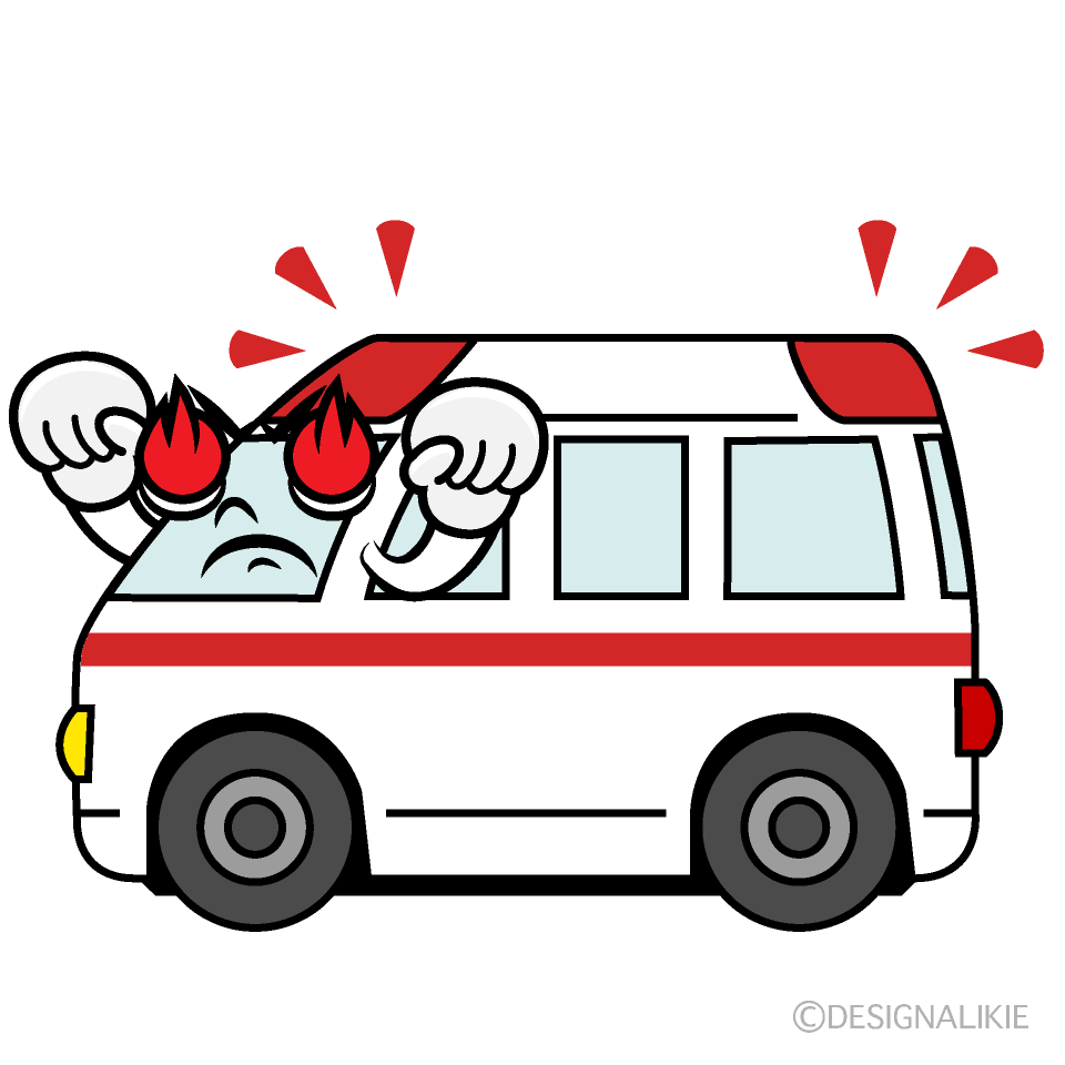 かわいい熱意の救急車イラスト