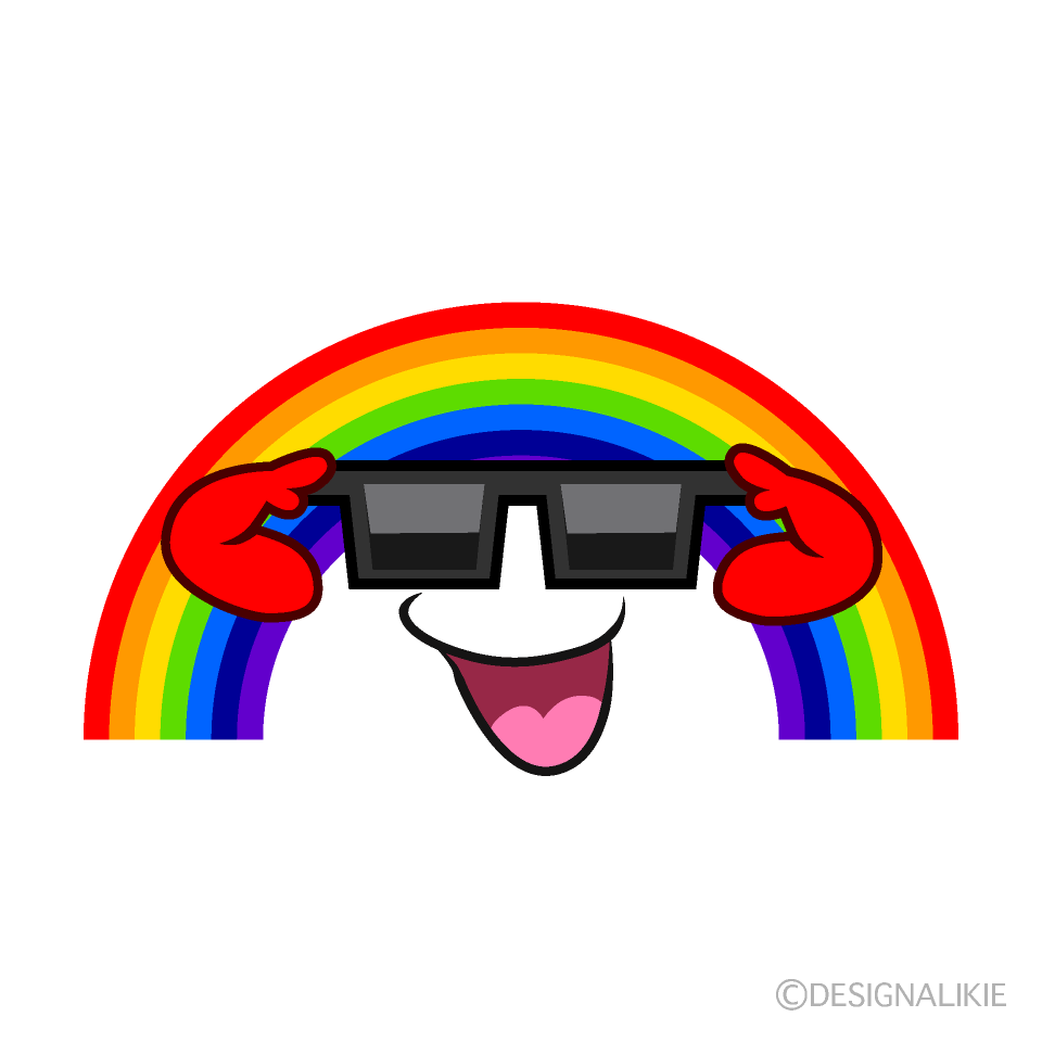かわいいサングラスの虹のイラスト素材 Illustcute