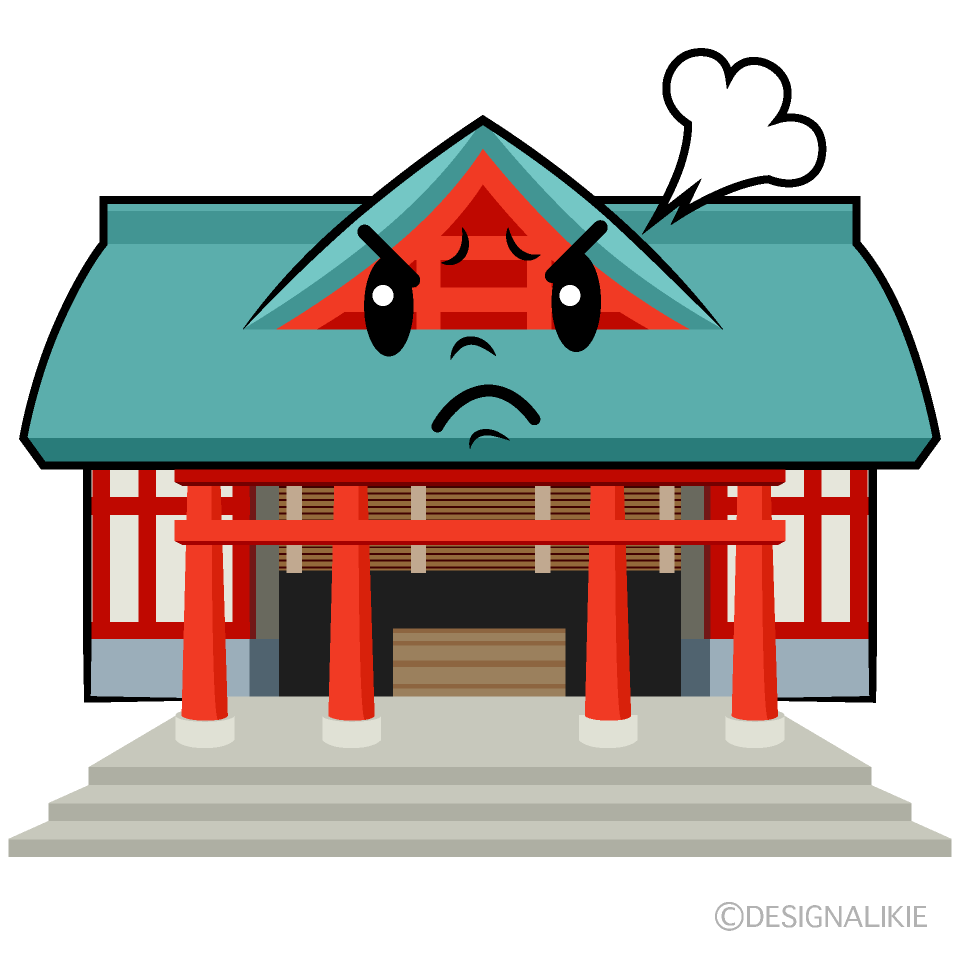 かわいい怒る神社イラスト