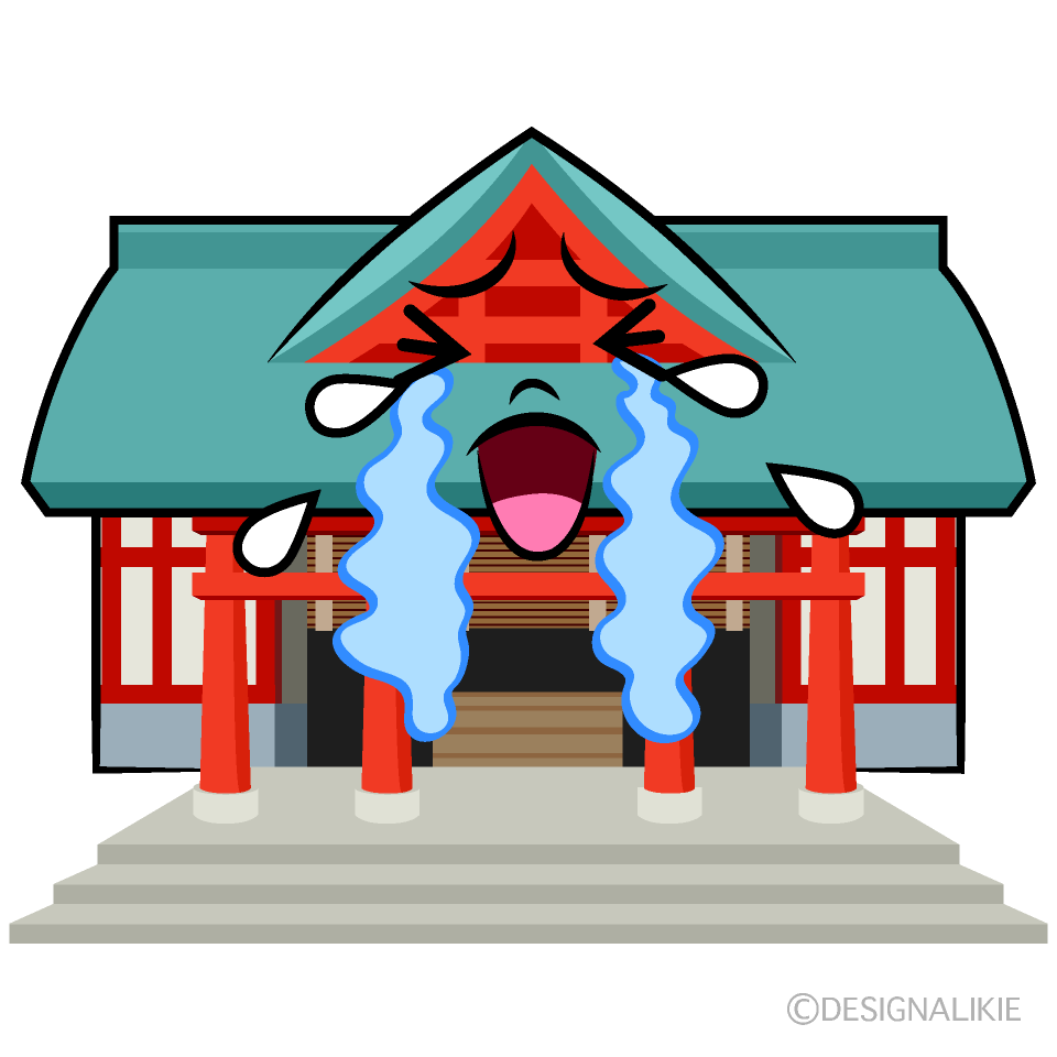 かわいい泣く神社イラスト