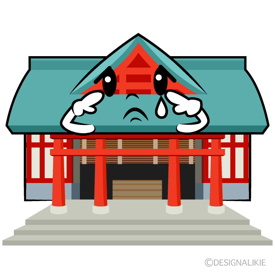 かわいい悲しい神社イラスト