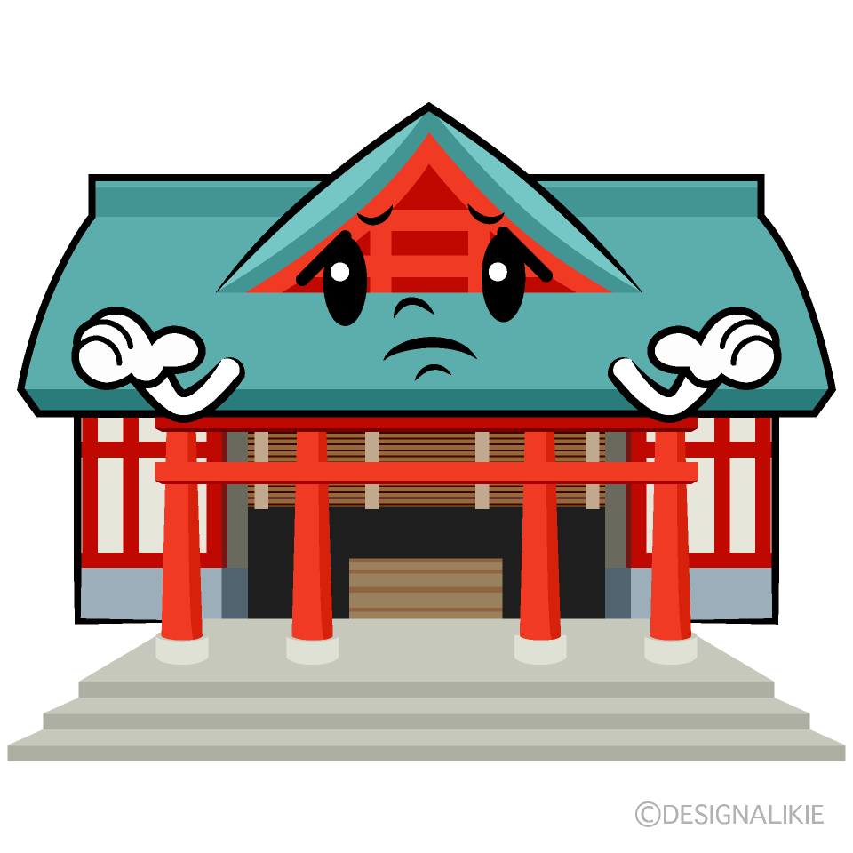 かわいい困る神社イラスト