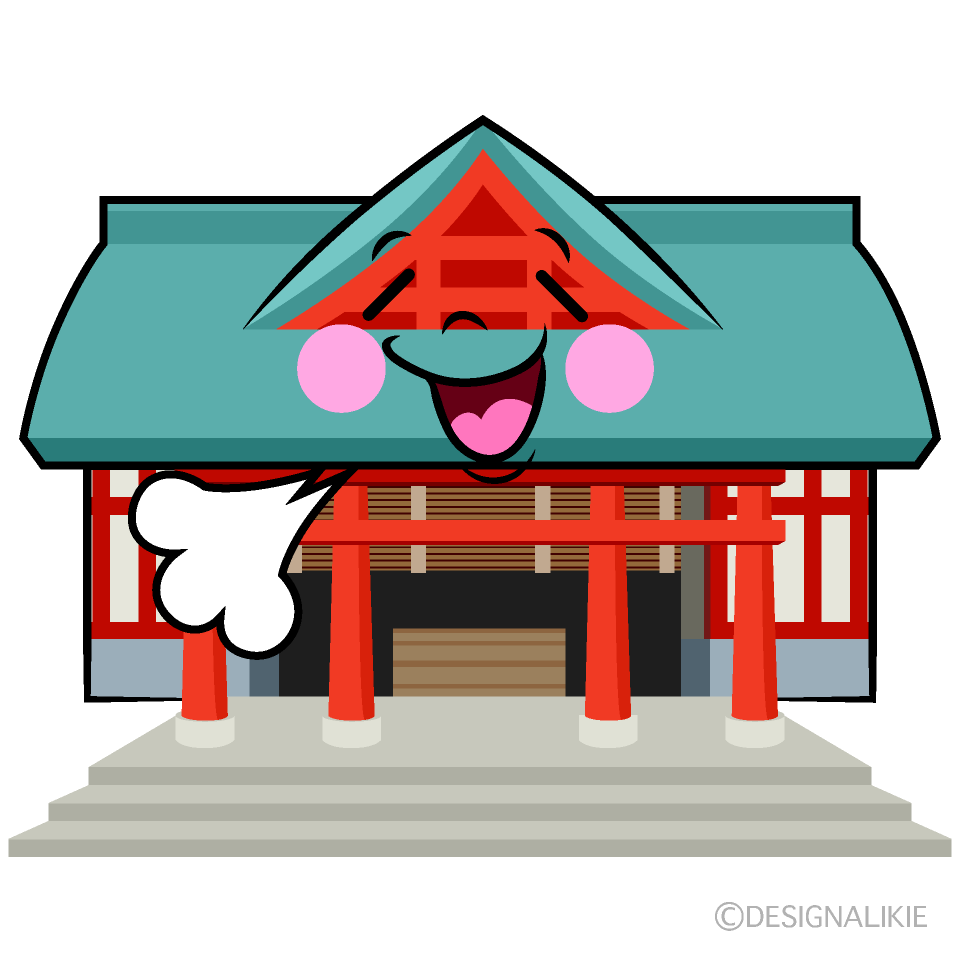 かわいいほっとする神社イラスト