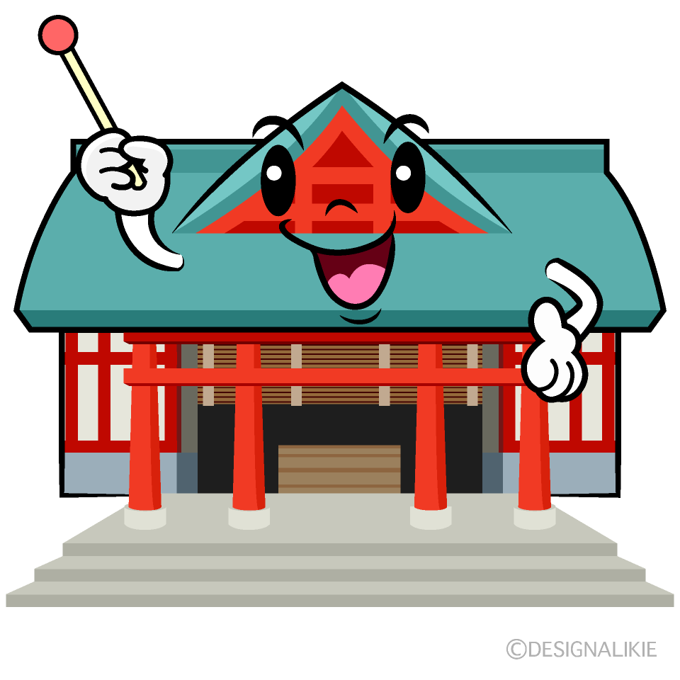 かわいい説明する神社イラスト