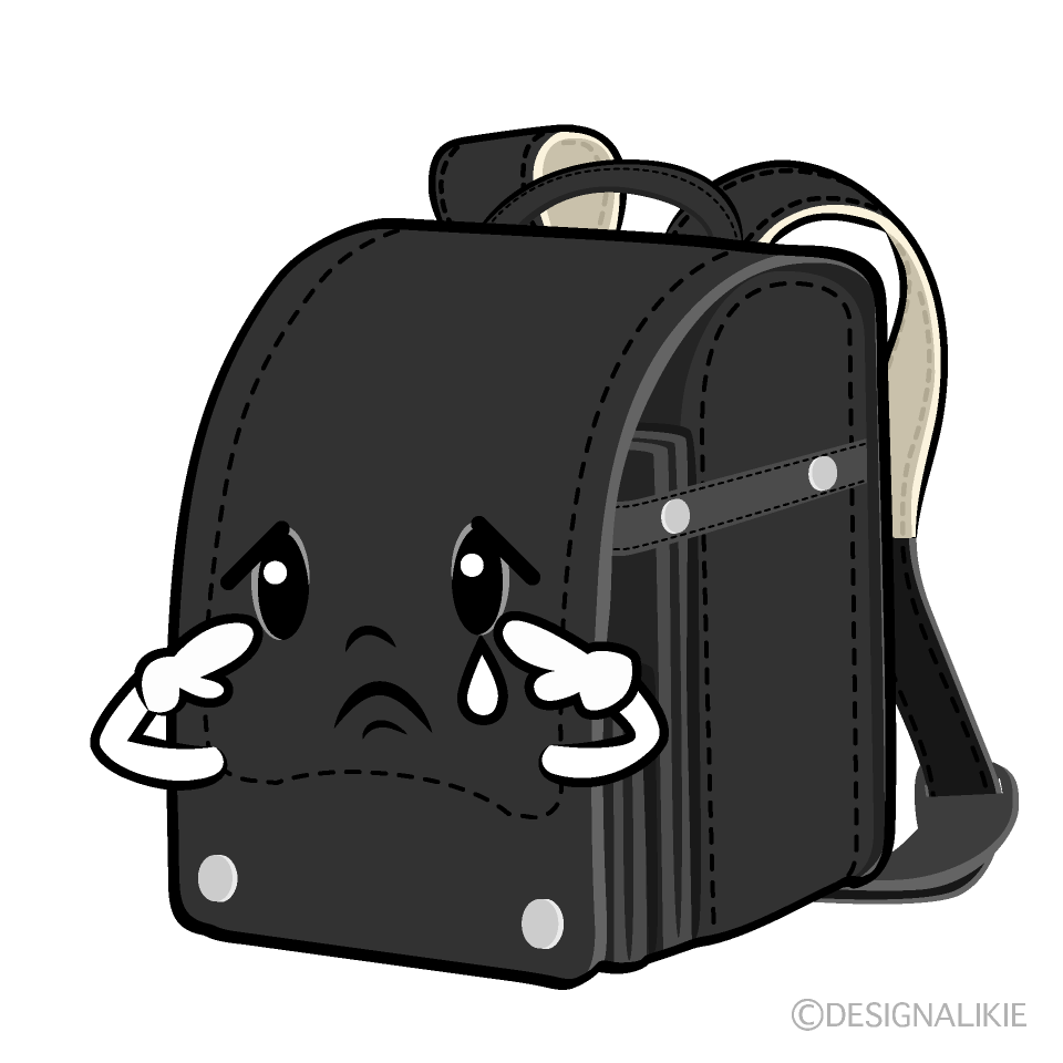 Cute Sad Black School Backpack Clipart