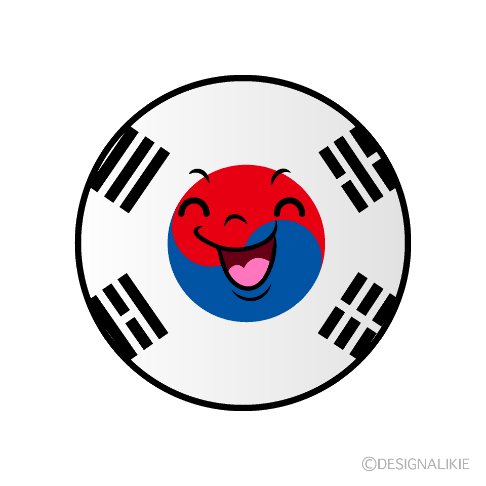 Cute Smiling South Korean Flag (Round) Clipart