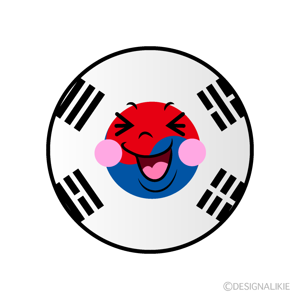 Cute Laughing South Korean Flag (Round) Clipart