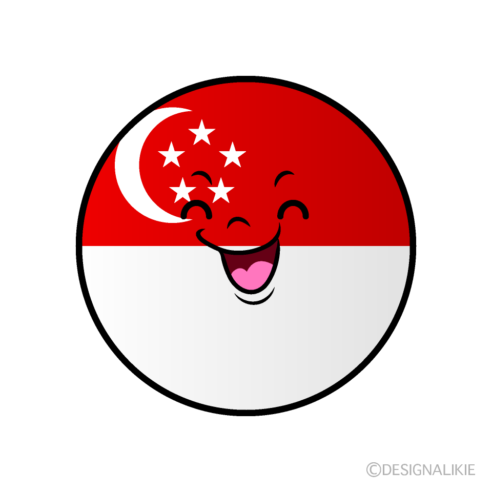 Cute Smiling Singaporean Flag (Round) Clipart