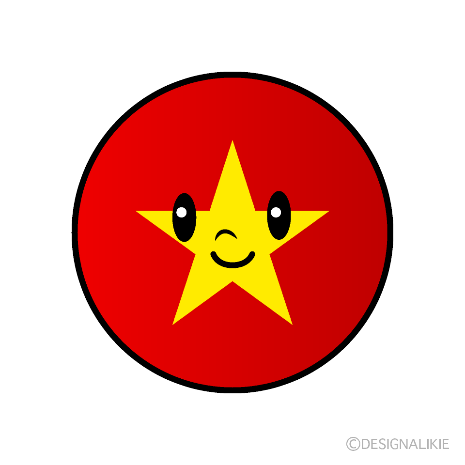 Cute Vietnamese Flag (Round) Clipart