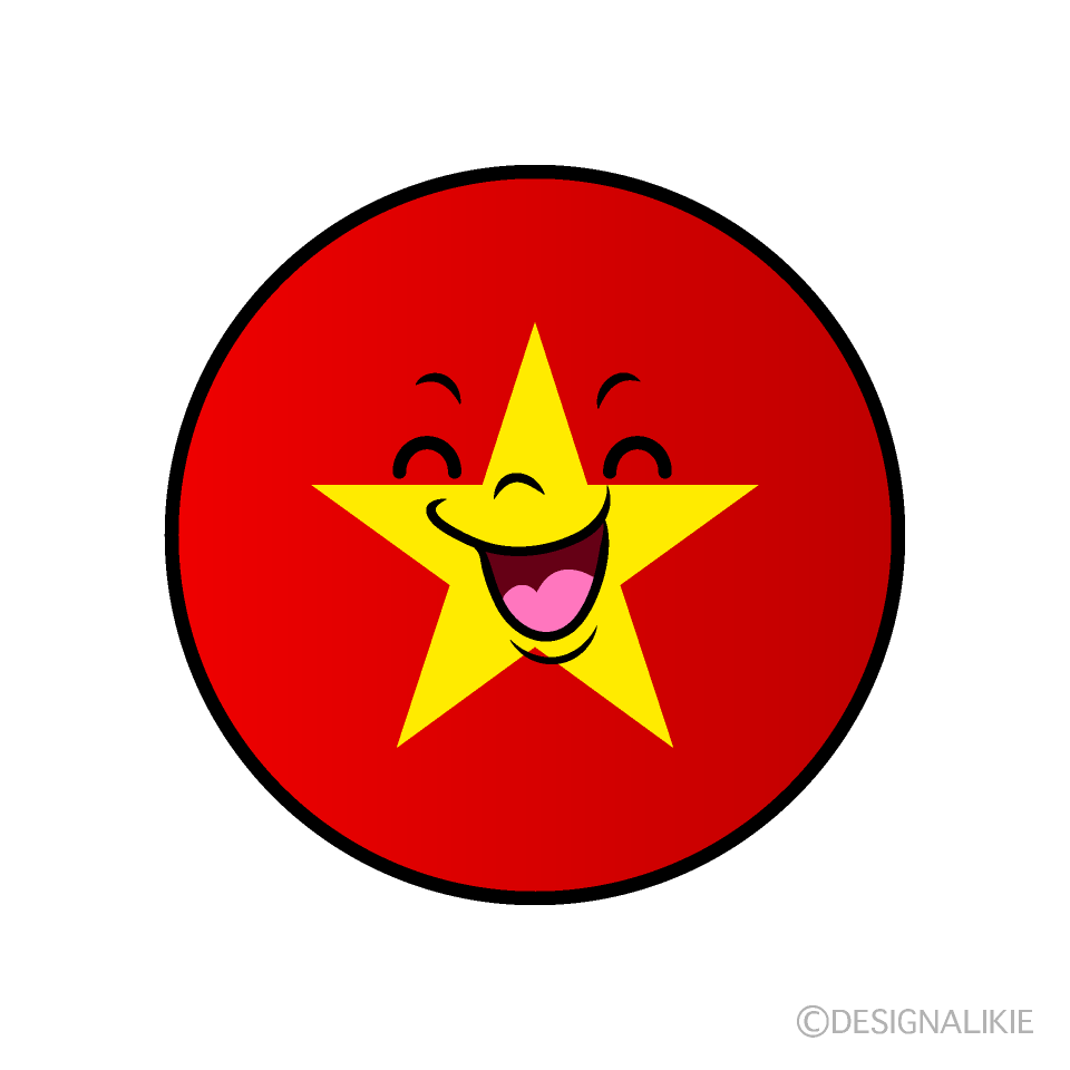 Cute Smiling Vietnamese Flag (Round) Clipart