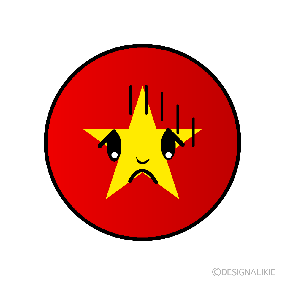 Cute Bowing Vietnamese Flag (Round) Clipart