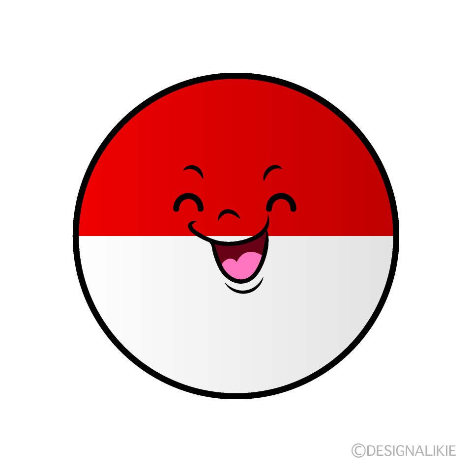 Cute Smiling Indonesian Flag (Round) Clipart