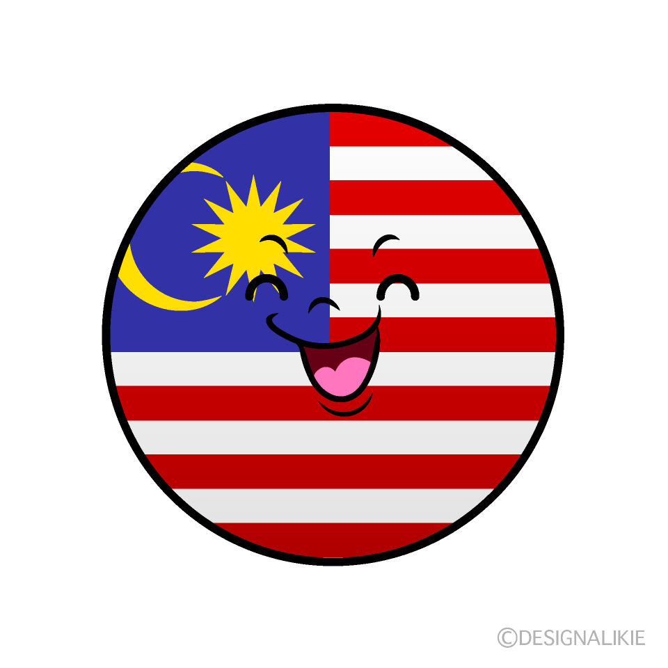 Cute Smiling Malaysian Flag (Round) Clipart