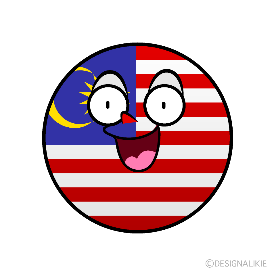 Cute Surprised Malaysian Flag (Round) Clipart