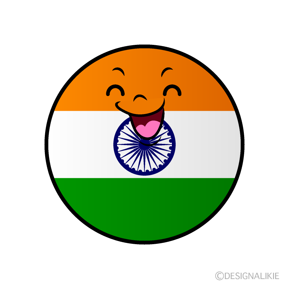 Cute Smiling Indian Flag (Round) Clipart