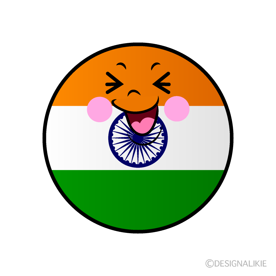 Cute Laughing Indian Flag (Round) Clipart