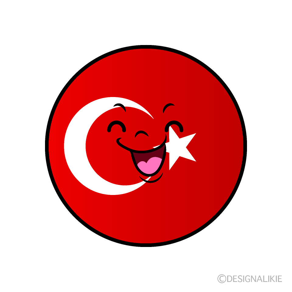 Cute Smiling Turkish Flag (Round) Clipart