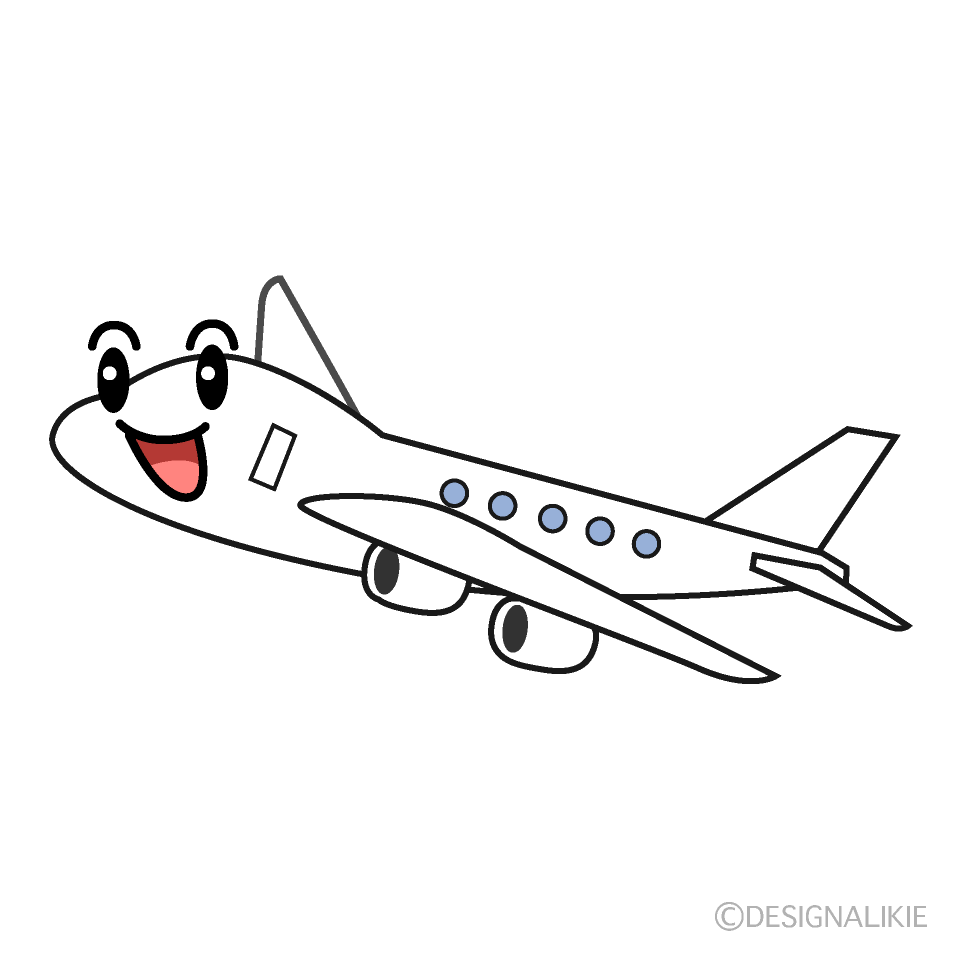 かわいい笑顔の飛行機のイラスト素材 Illustcute