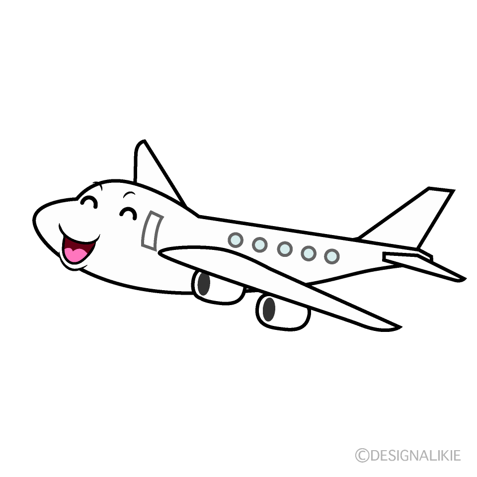 かわいい笑顔の飛行機のイラスト素材 Illustcute