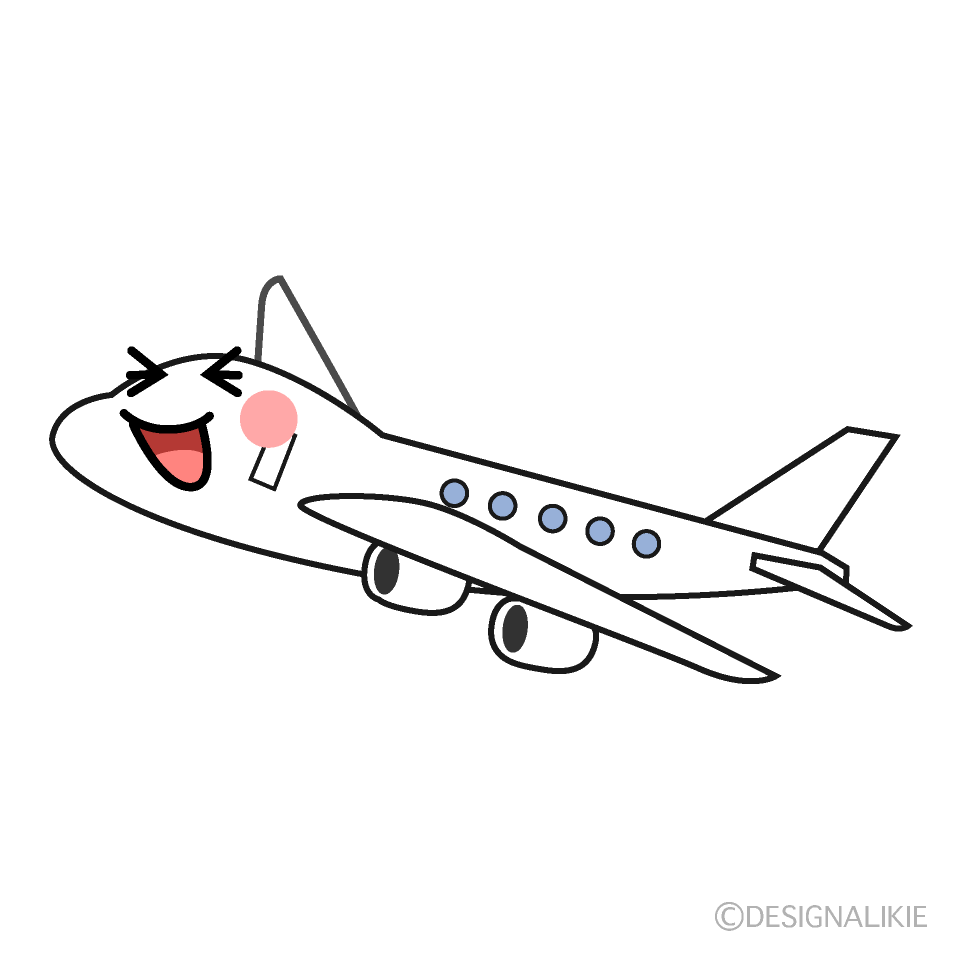 かわいい笑う飛行機のイラスト素材 Illustcute