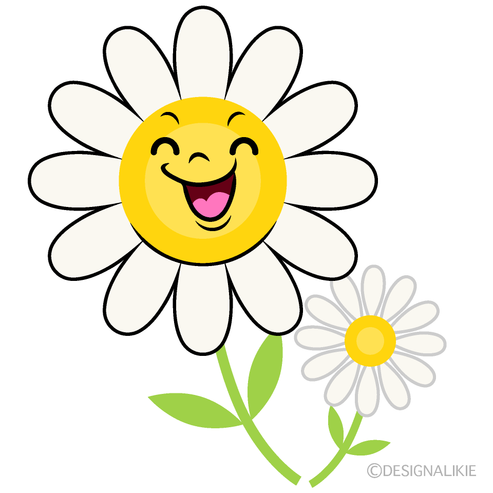 Cute Smiling White Cosmos Clipart