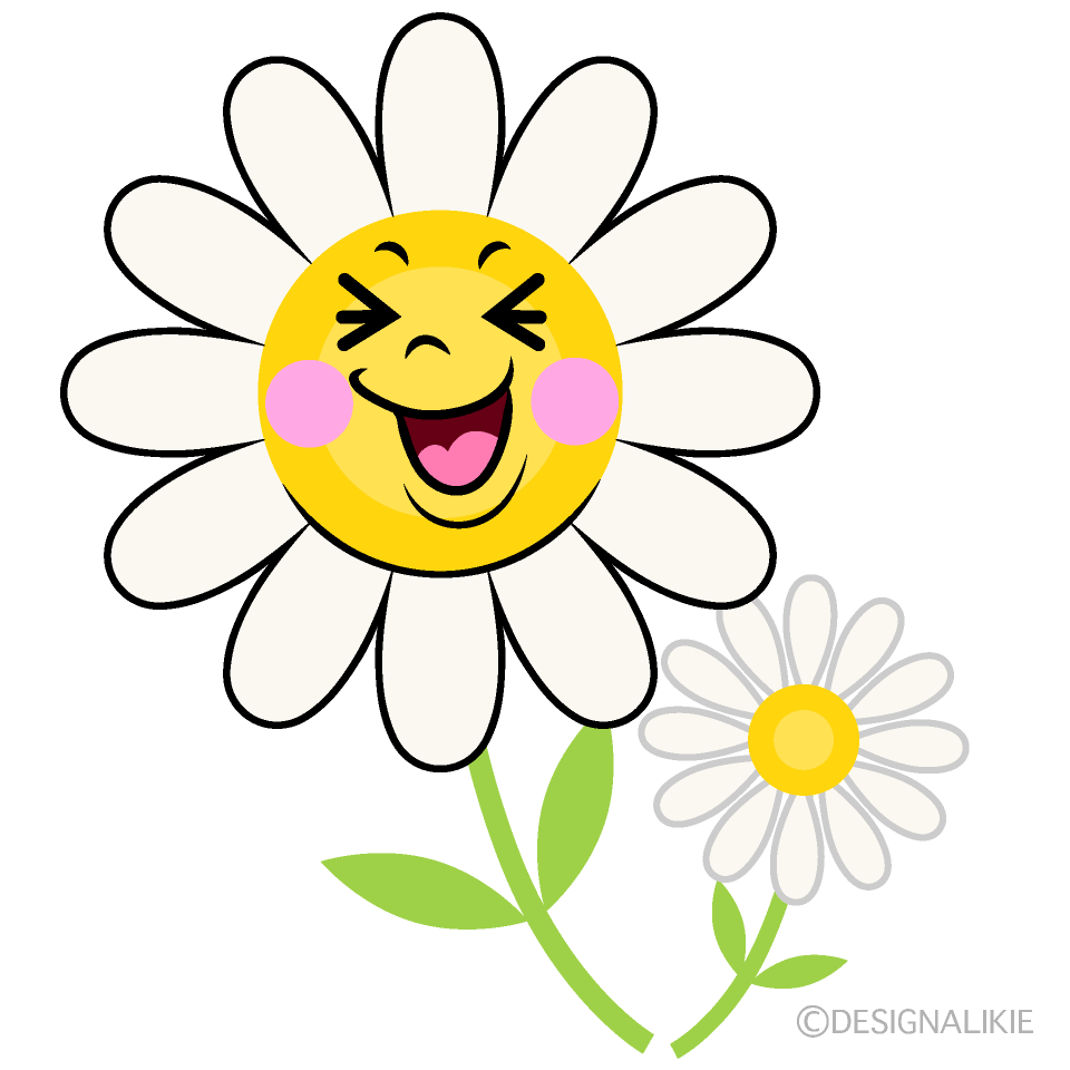 Cute Laughing White Cosmos Clipart