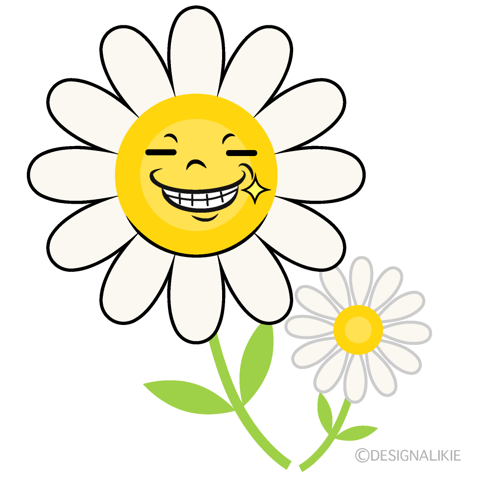 Cute Grinning White Cosmos Clipart