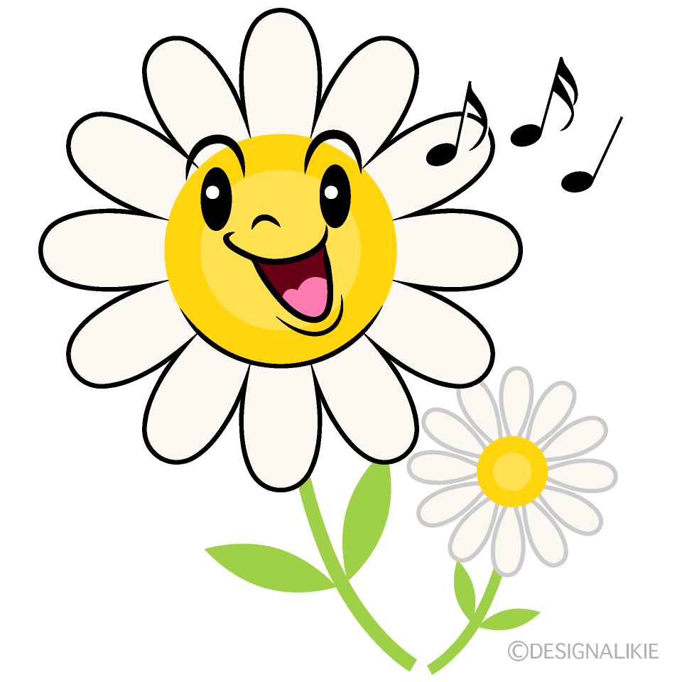 Cute Singing White Cosmos Clipart