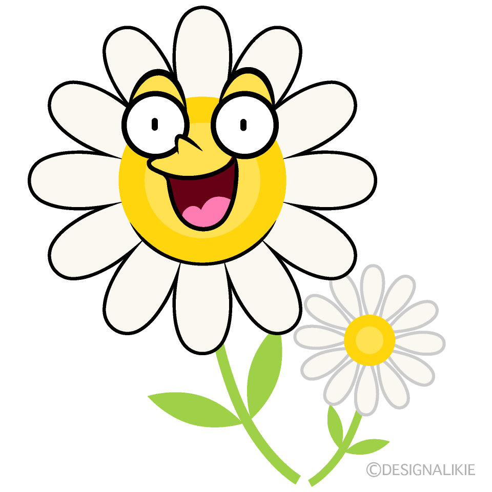 Cute Surprised White Cosmos Clipart