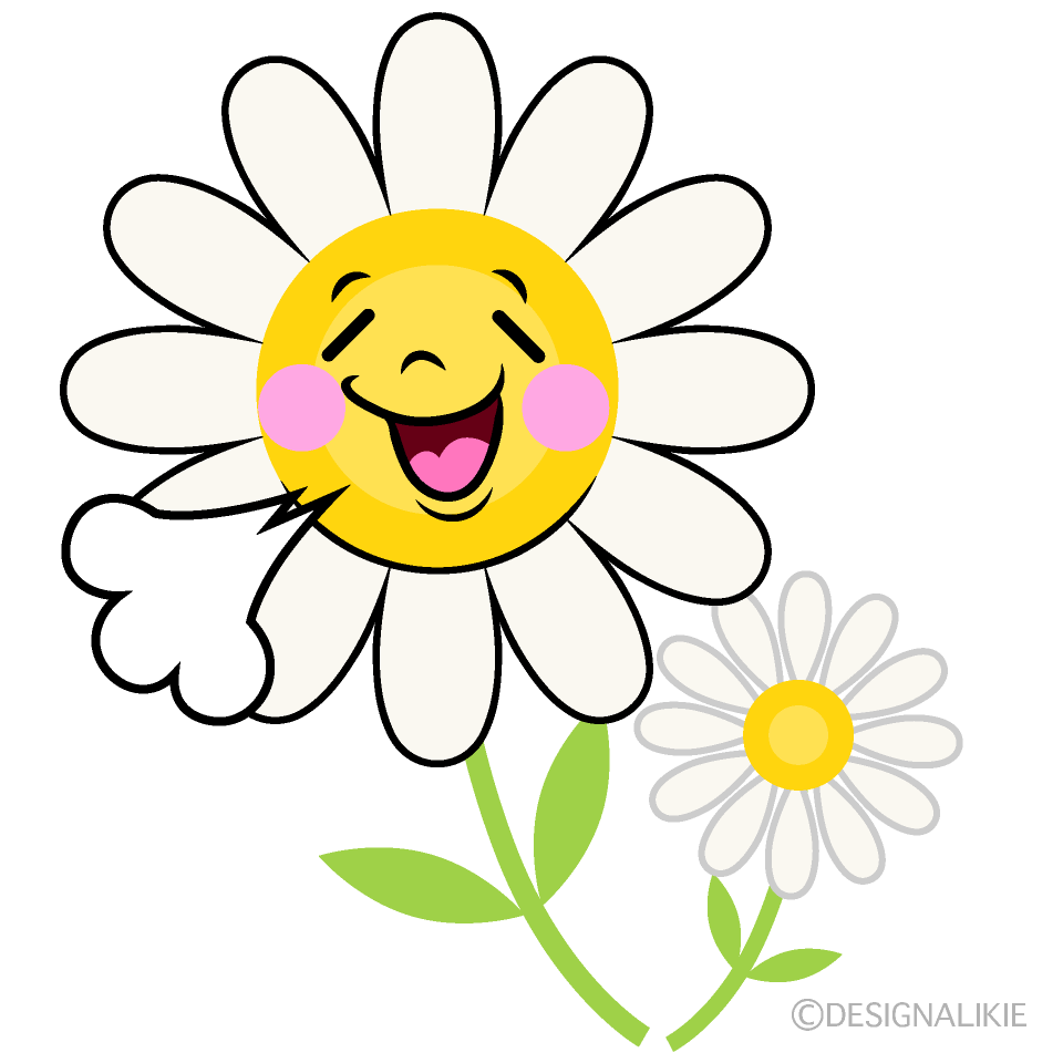 Cute Relieved White Cosmos Clipart