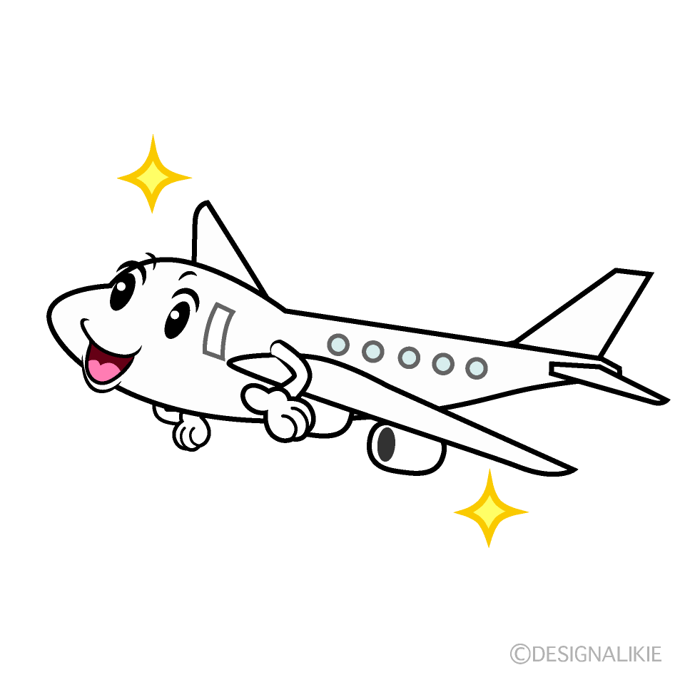 かわいい自信満々な飛行機のイラスト素材 Illustcute