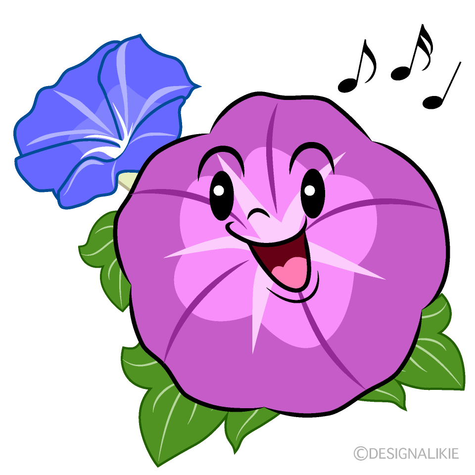 Cute Singing Purple Morning Glory Clipart