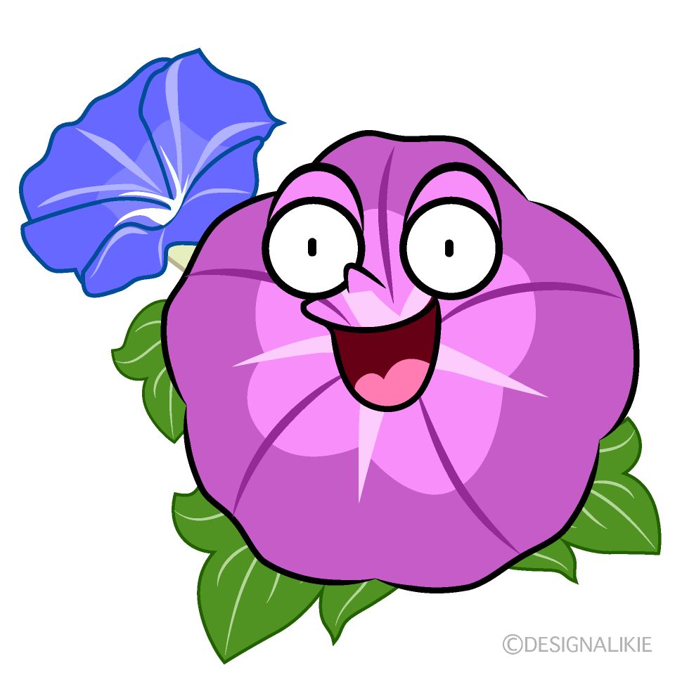 Cute Surprised Purple Morning Glory Clipart