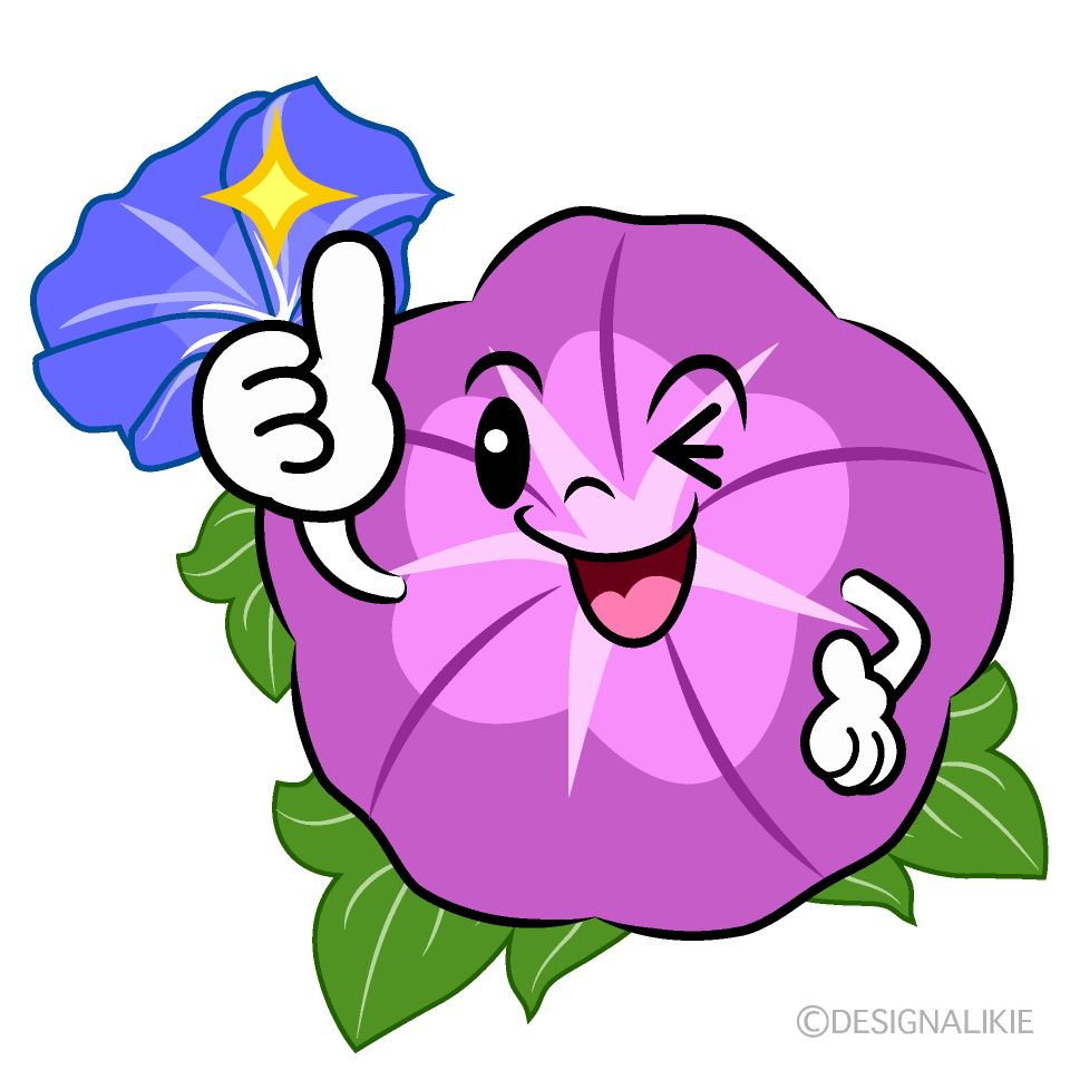 Cute Thumbs Up Purple Morning Glory Clipart