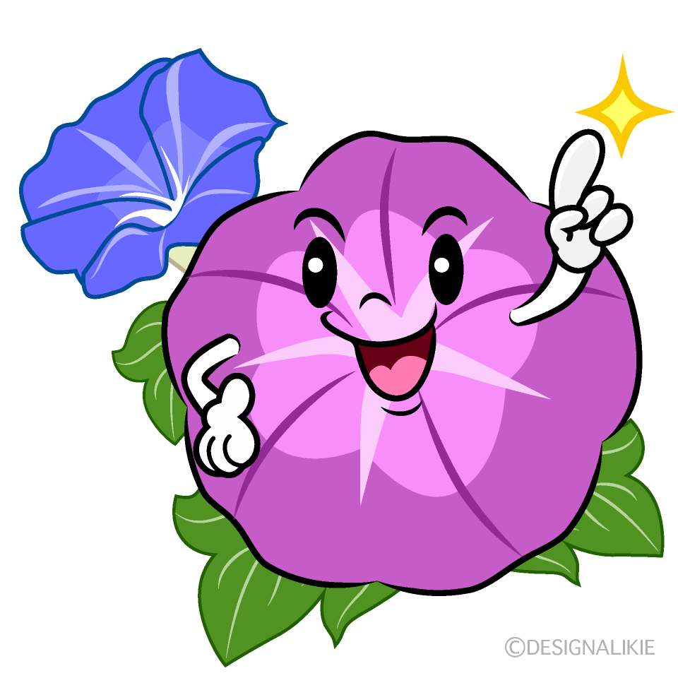 Cute Pointing Purple Morning Glory Clipart