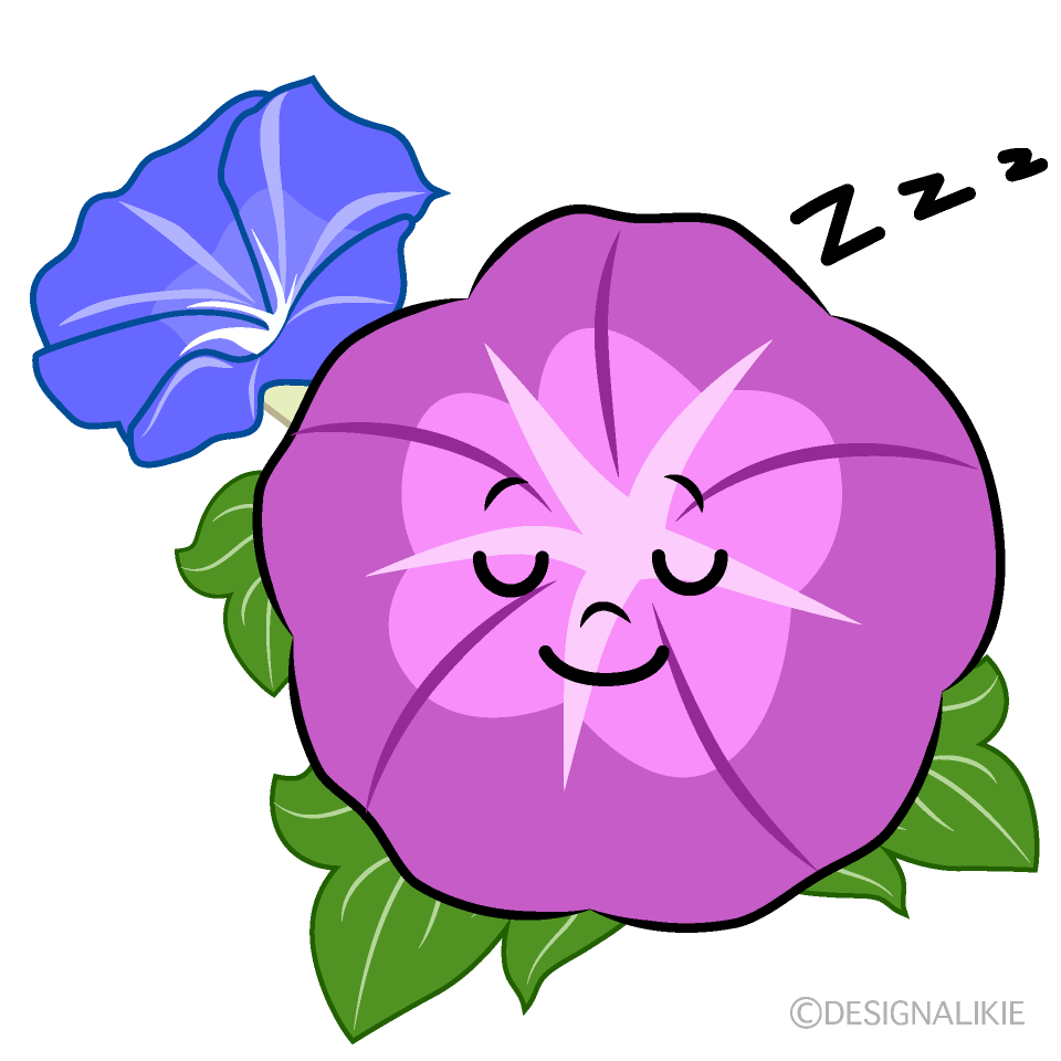 Cute Sleeping Purple Morning Glory Clipart