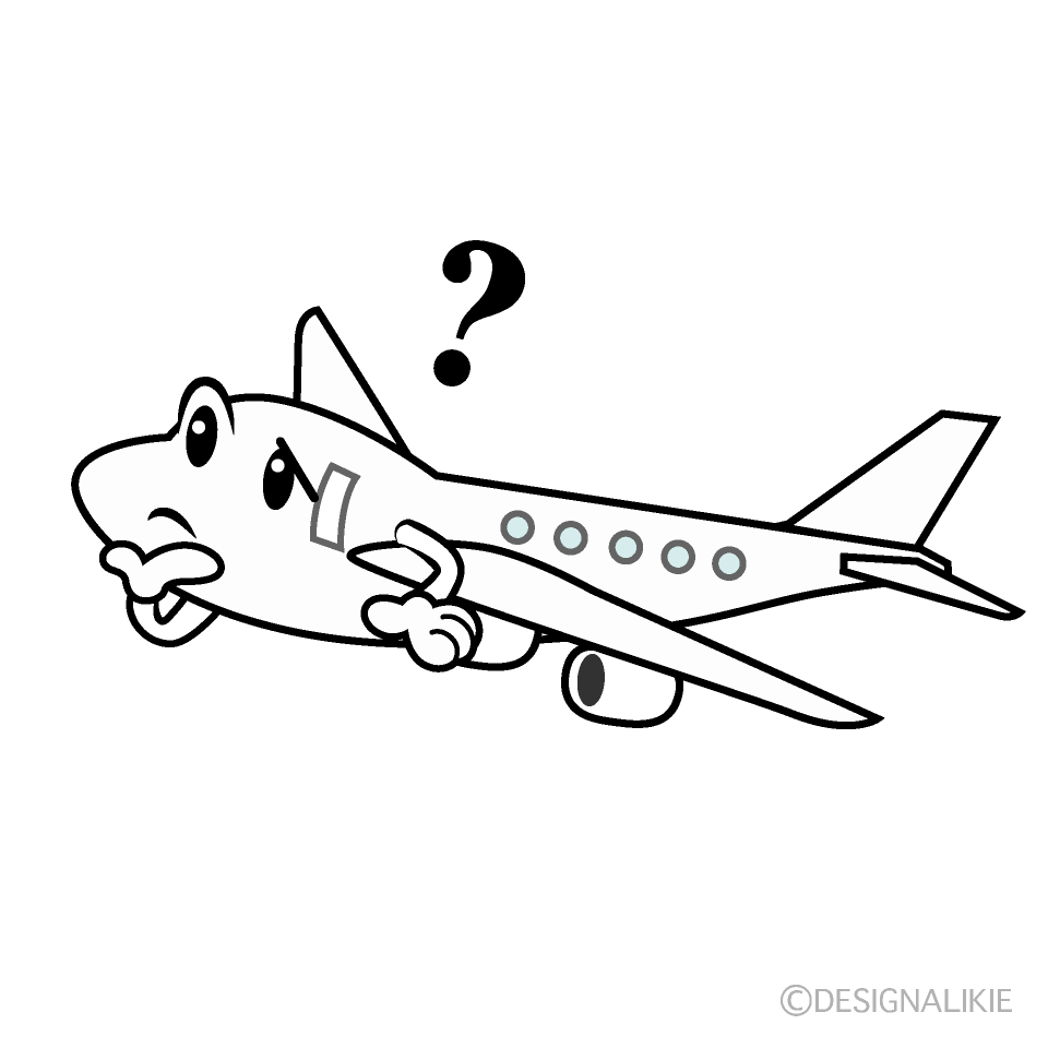 かわいい考える飛行機のイラスト素材 Illustcute