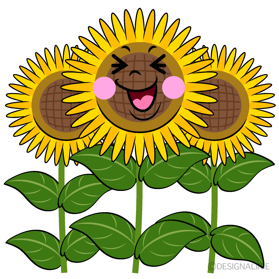 Cute Laughing Sunflower Field Clipart