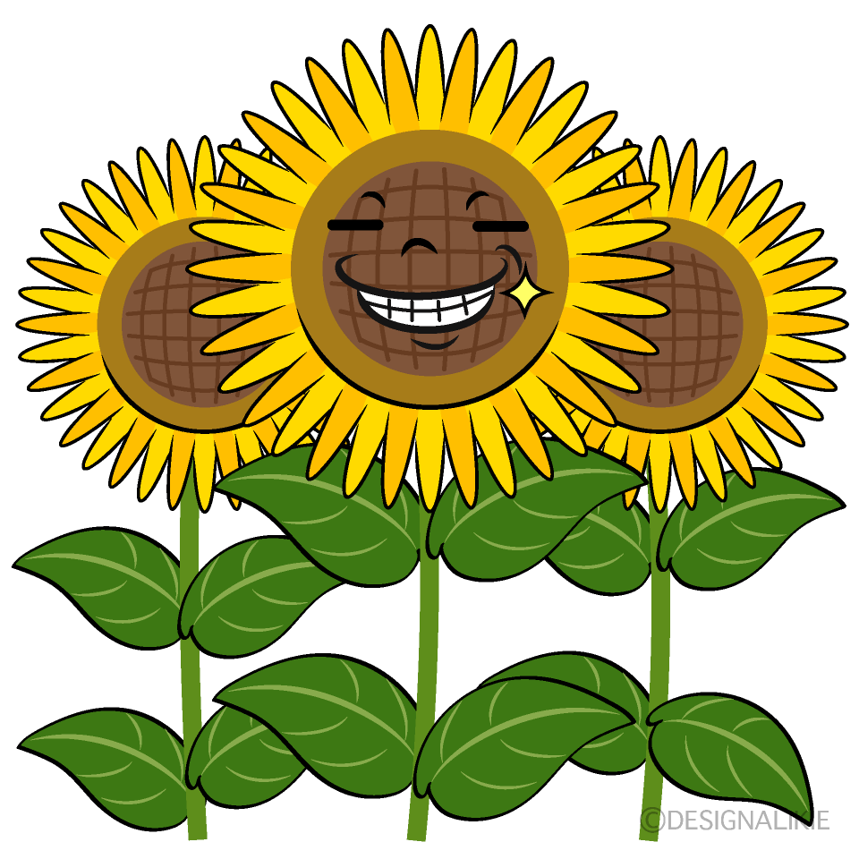 Cute Grinning Sunflower Field Clipart