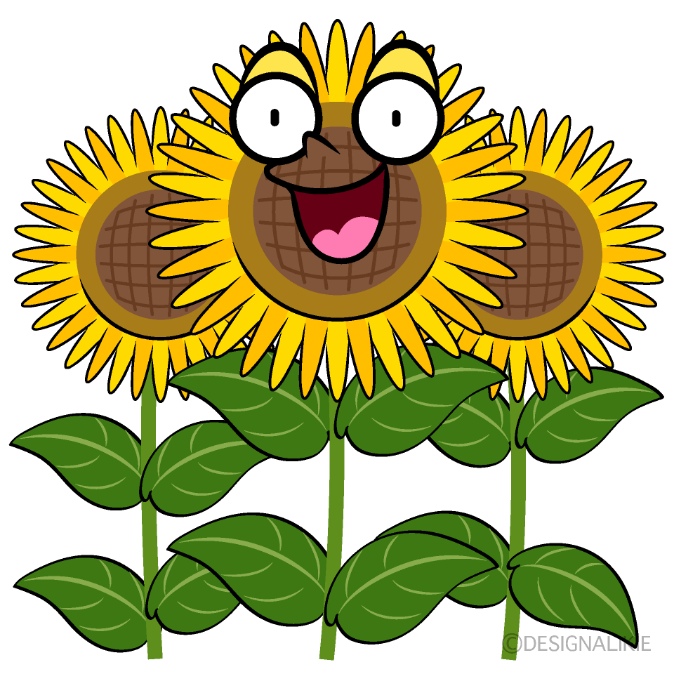 Cute Surprised Sunflower Field Clipart