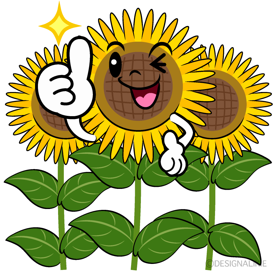 Cute Thumbs Up Sunflower Field Clipart