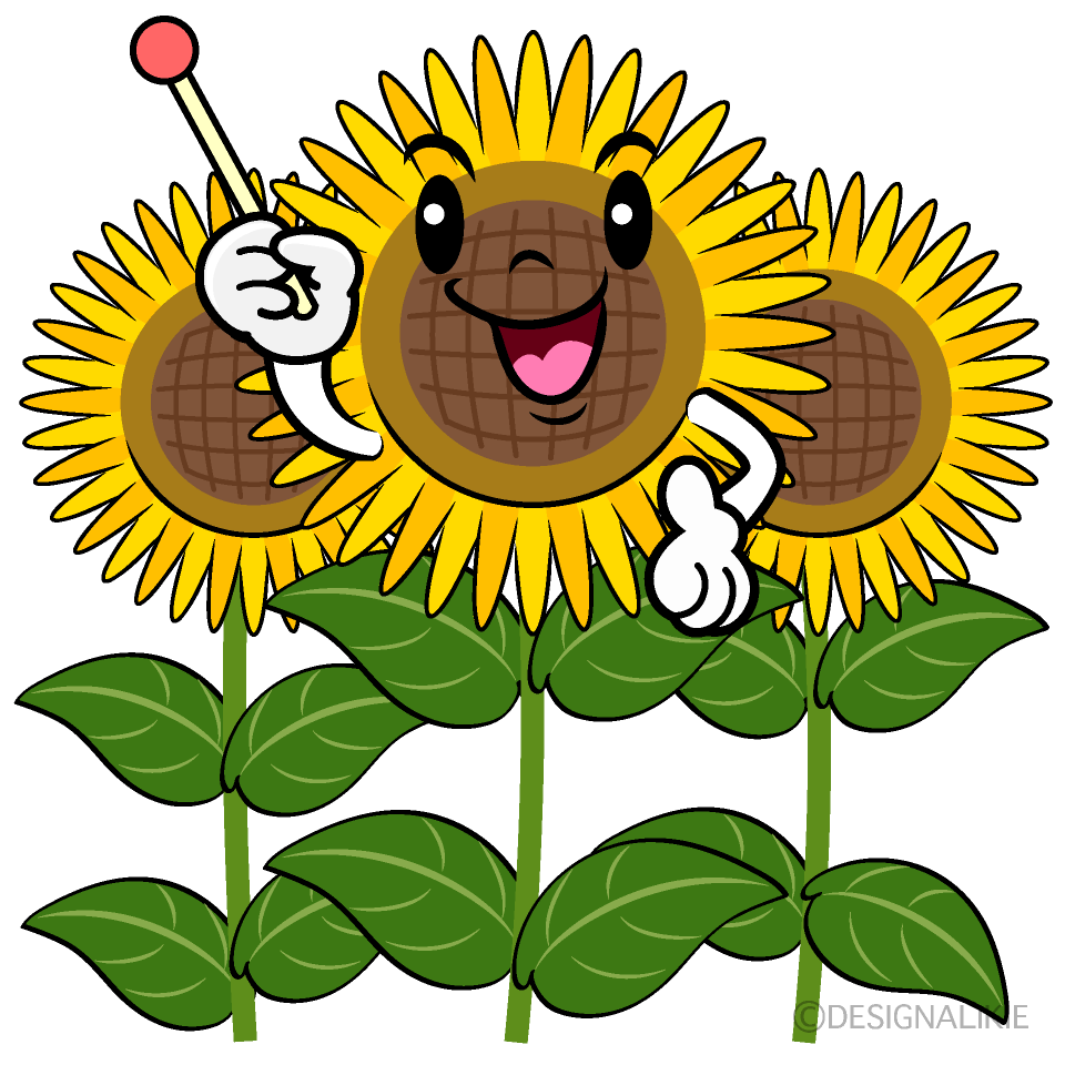 Cute Explaining Sunflower Field Clipart