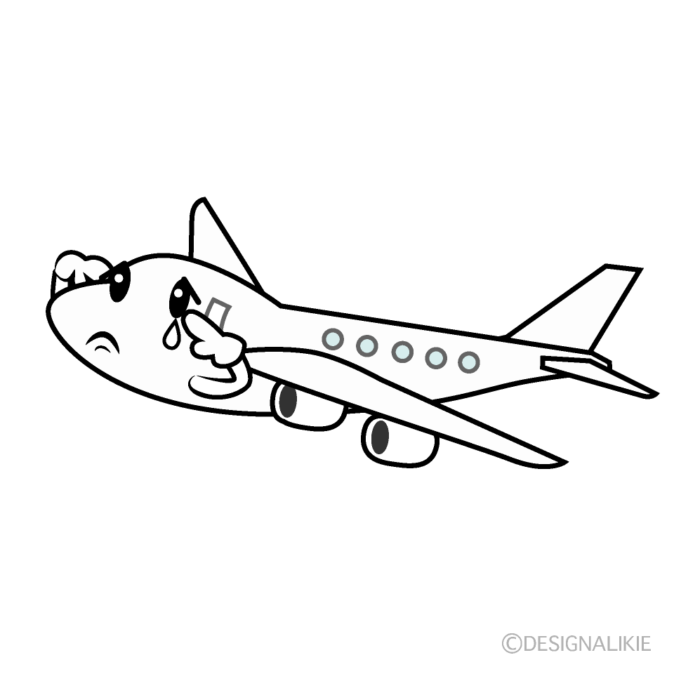 かわいい悲しい飛行機のイラスト素材 Illustcute