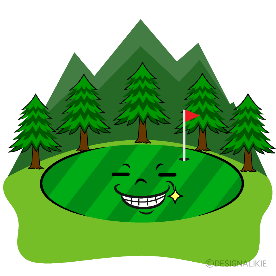 Cute Grinning Golf Course Clipart