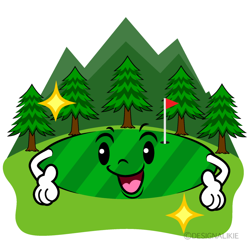 Cute Posing Golf Course Clipart