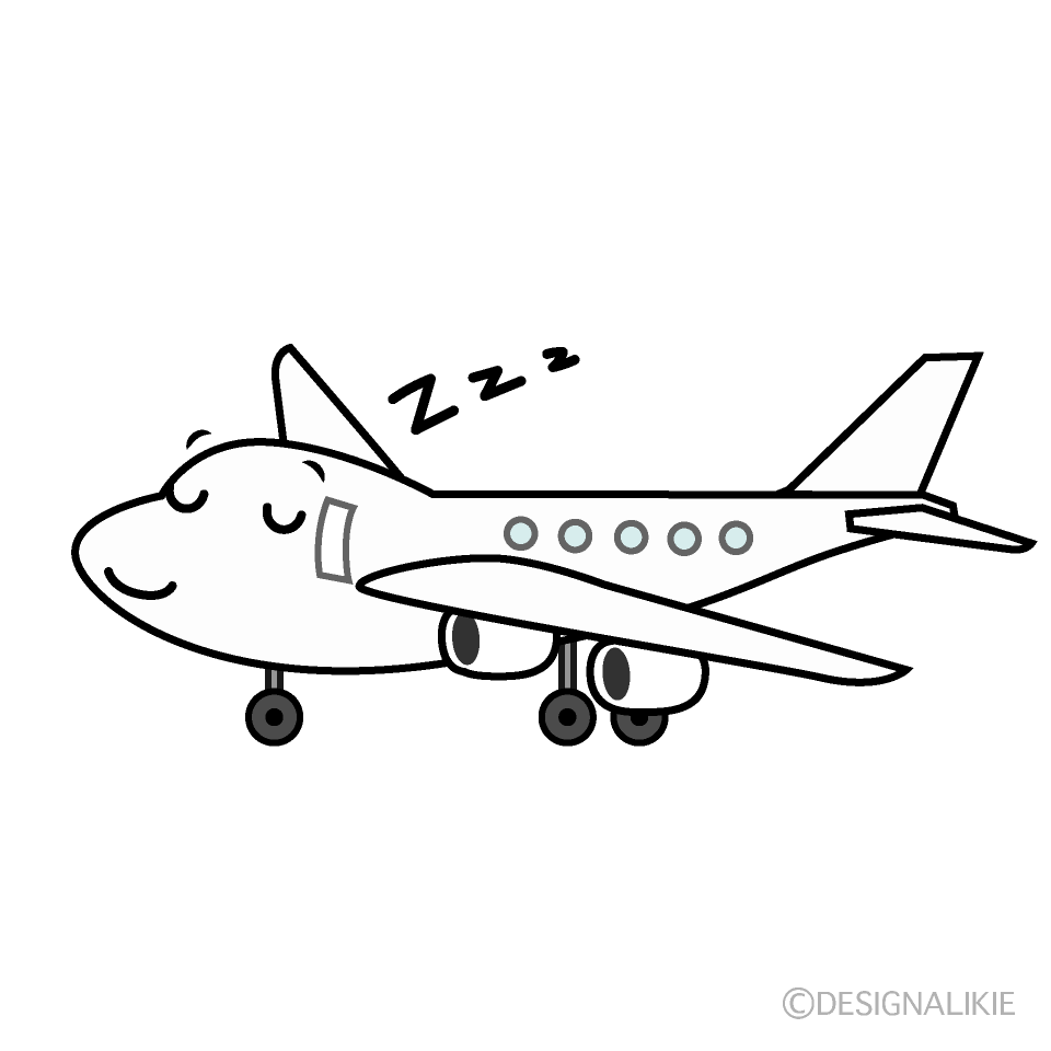 かわいい寝る飛行機のイラスト素材 Illustcute