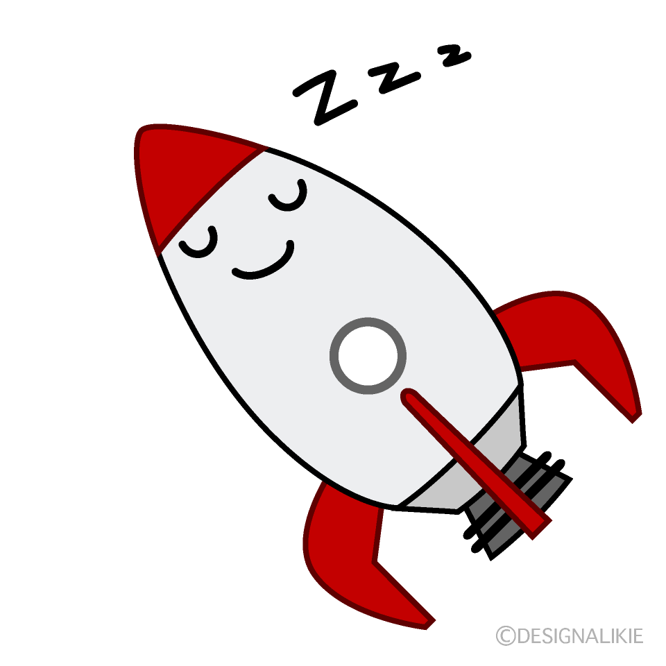 かわいい寝るロケットのイラスト素材 Illustcute