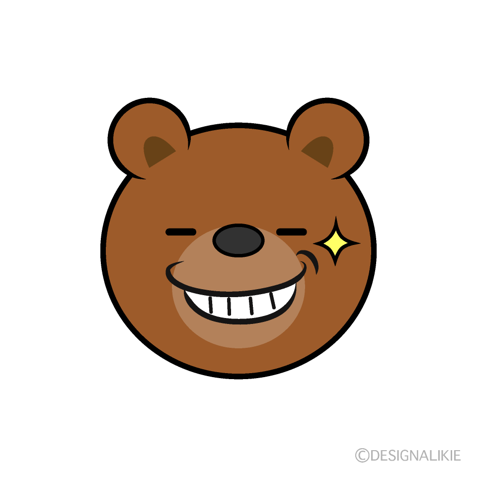 かわいいニヤリとするクマ顔イラスト