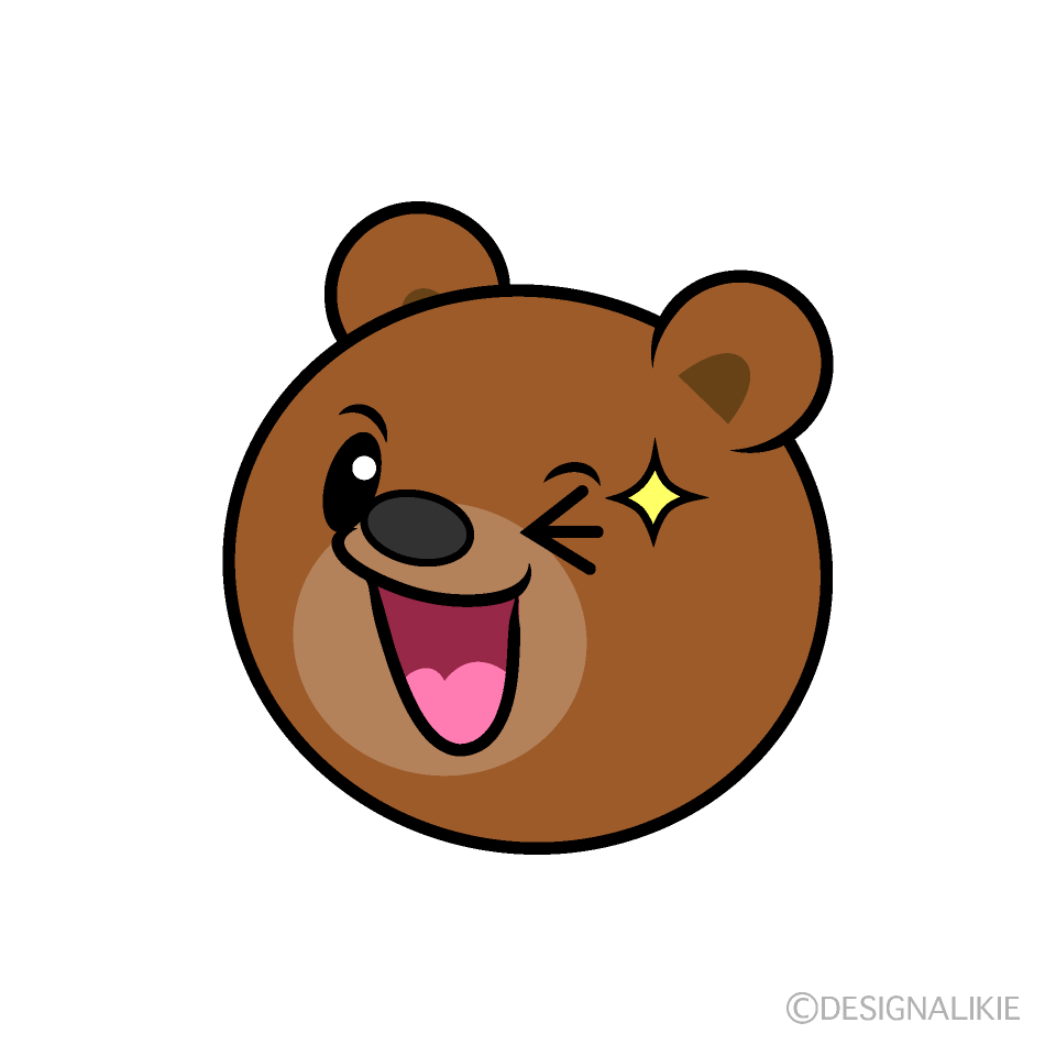 かわいいウィンクするクマ顔イラスト