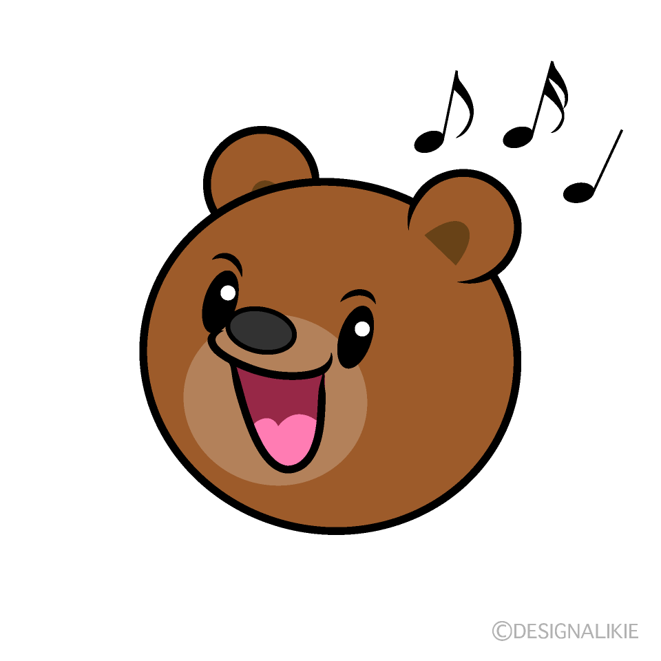 かわいい歌うクマ顔イラスト